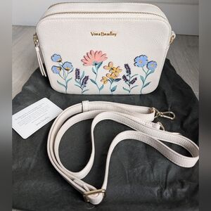 Vera Bradley Leather Evie Crossbody In Paradise Garden Floral
